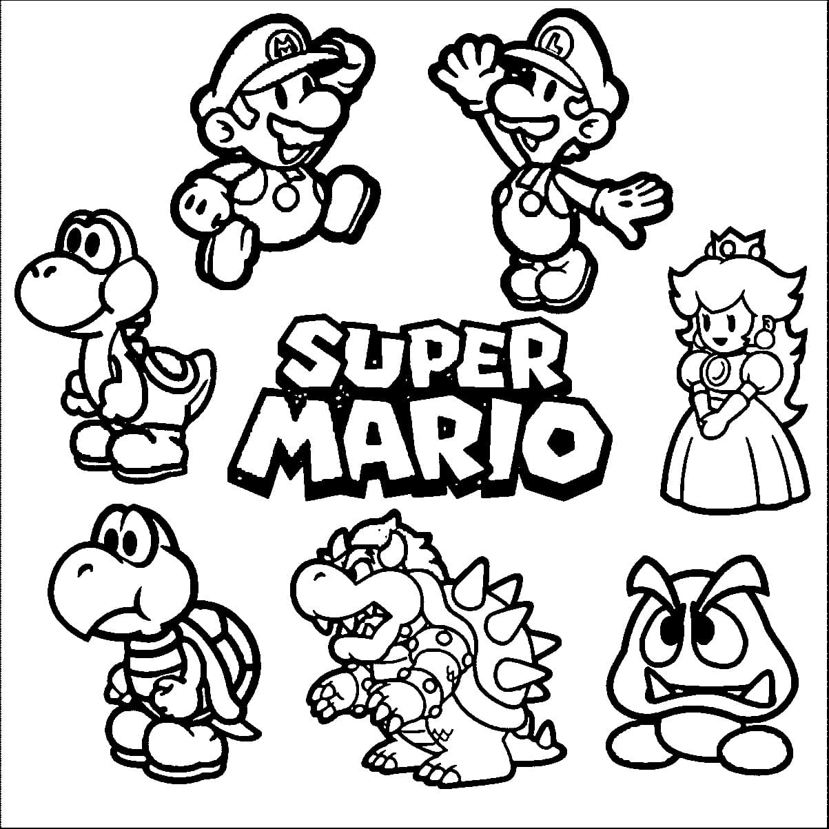 Drawing 02 of Super Mario to print and color