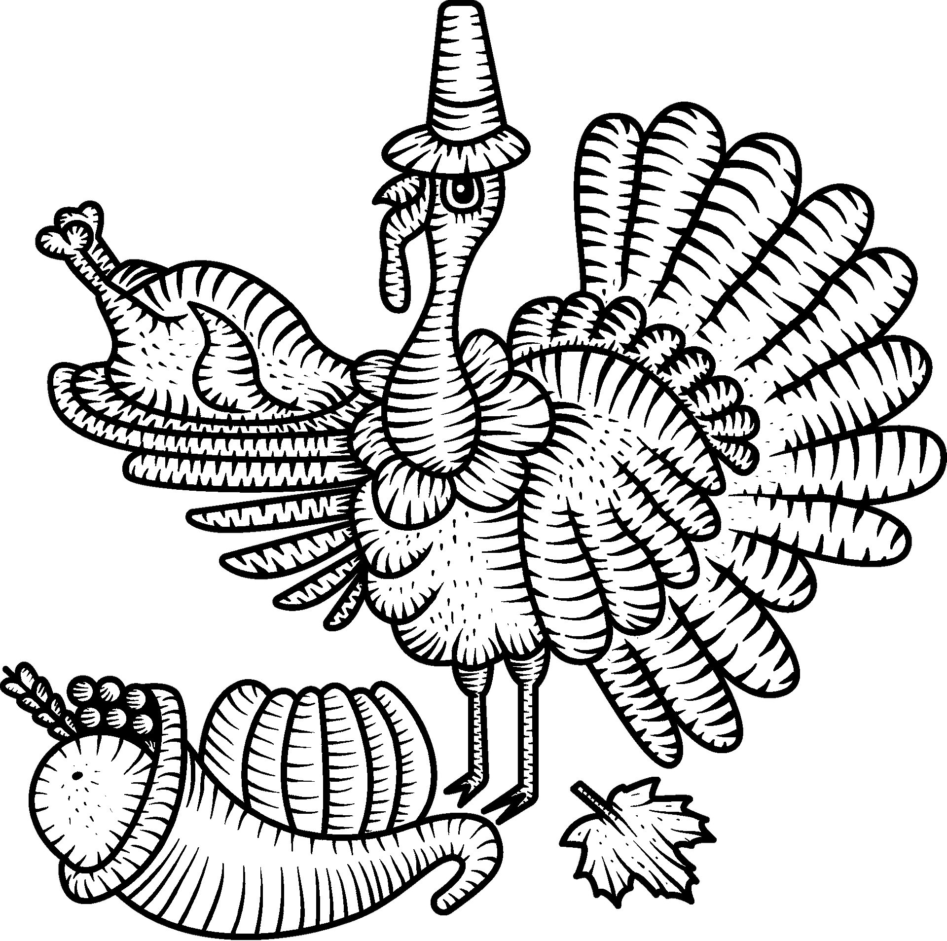 Coloring page of a turkey