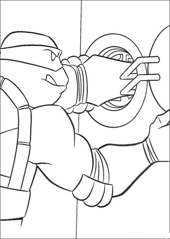 Disegno di Donatello e la cassaforte delle Tartarughe Ninja da stampare e colorare