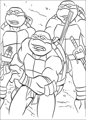 Ninja sköldpaddor ritning för att trycka och färg