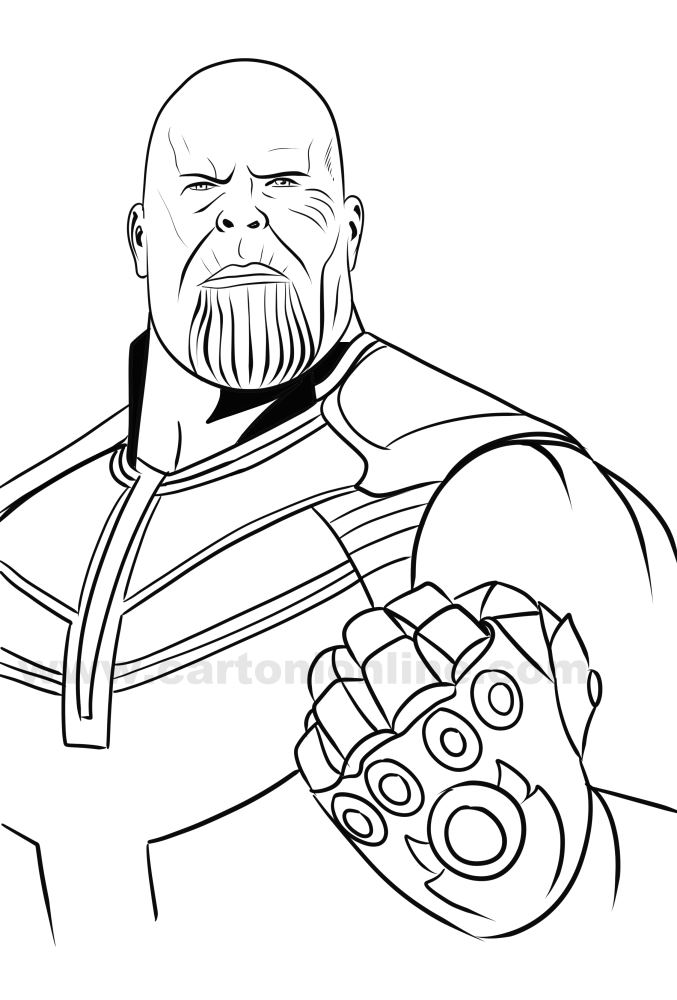 Desen Marvel Comics Thanos 01 de imprimat și colorat