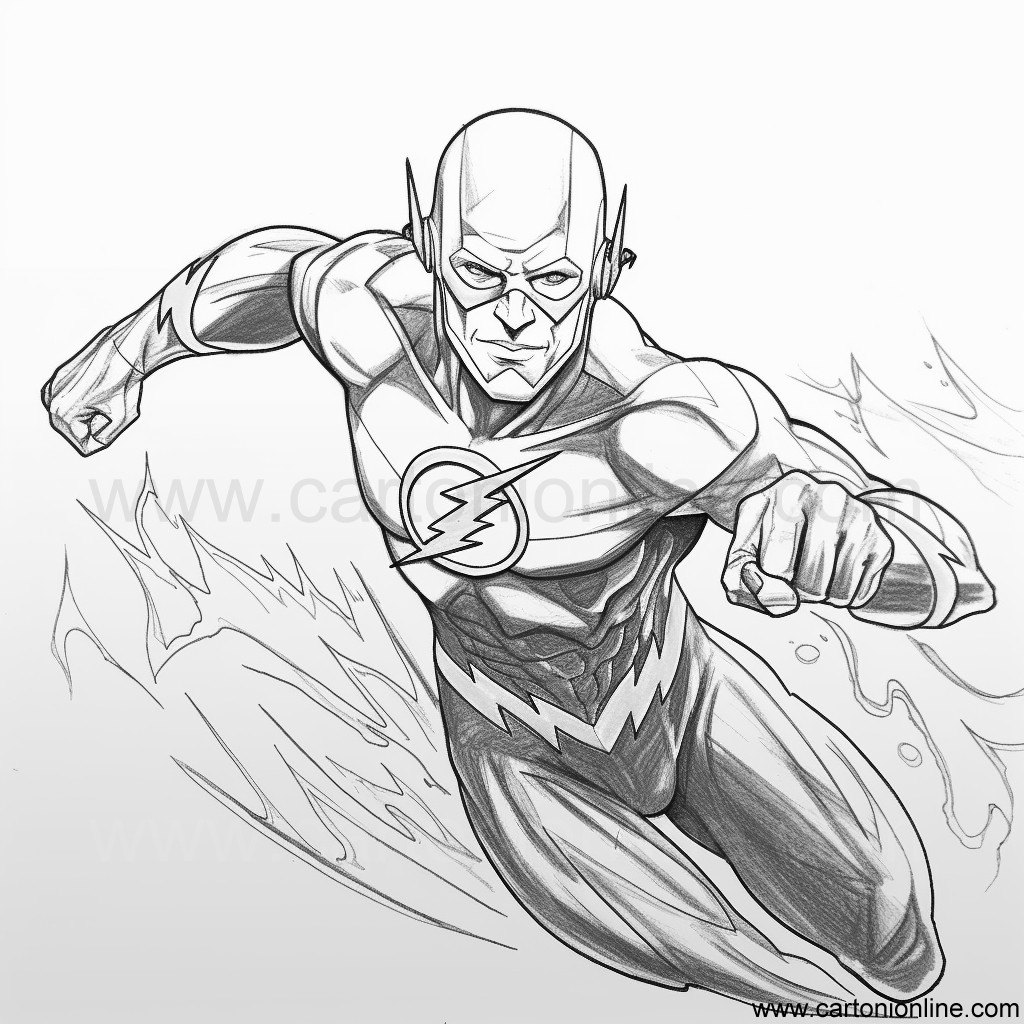 The Flash 10 tekening van The Flash om af te drukken en te kleuren