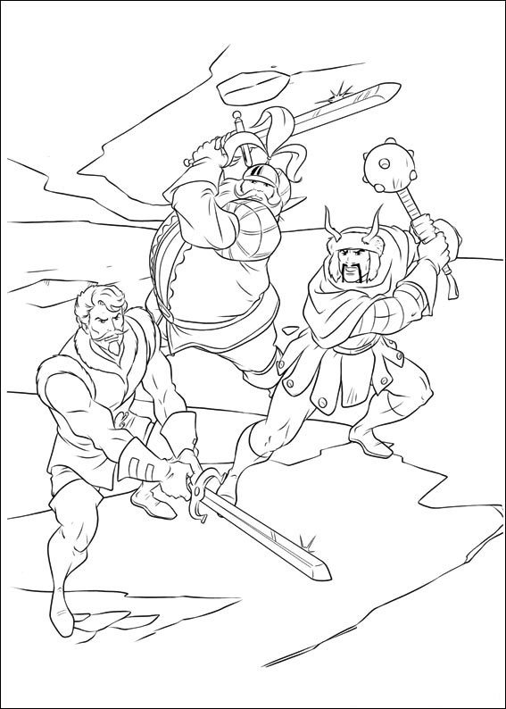 Disegno dei tre guerrieri Fandral, Hogun e Volstagg da stampare e colorare