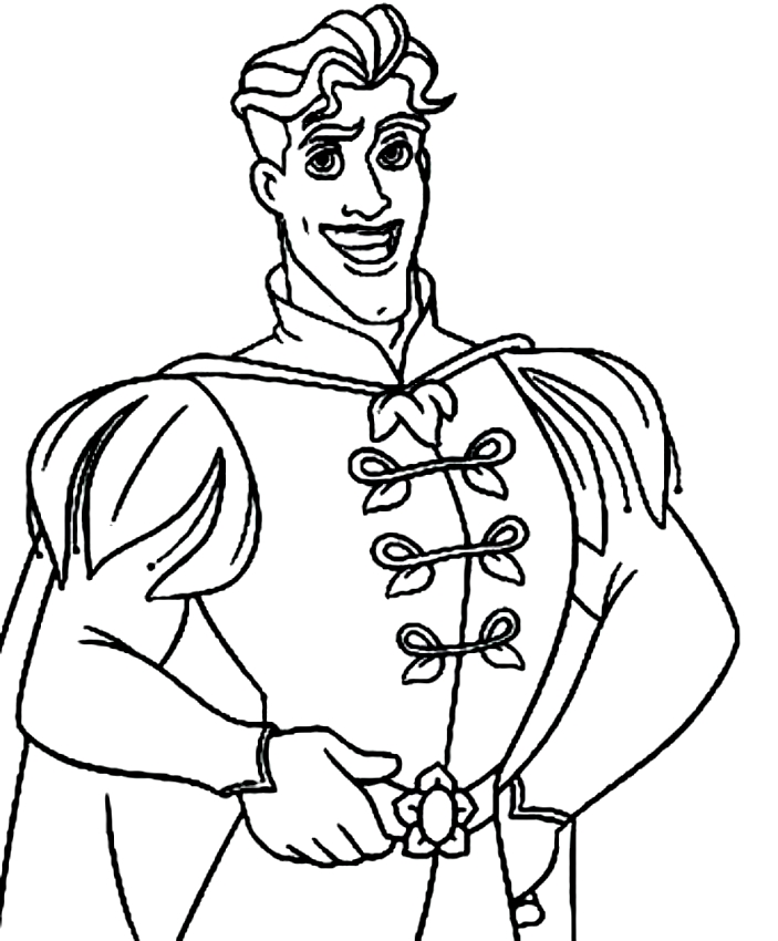 Dibujo del Príncipe Naveen de La Princesa y el Sapo para imprimir y colorear