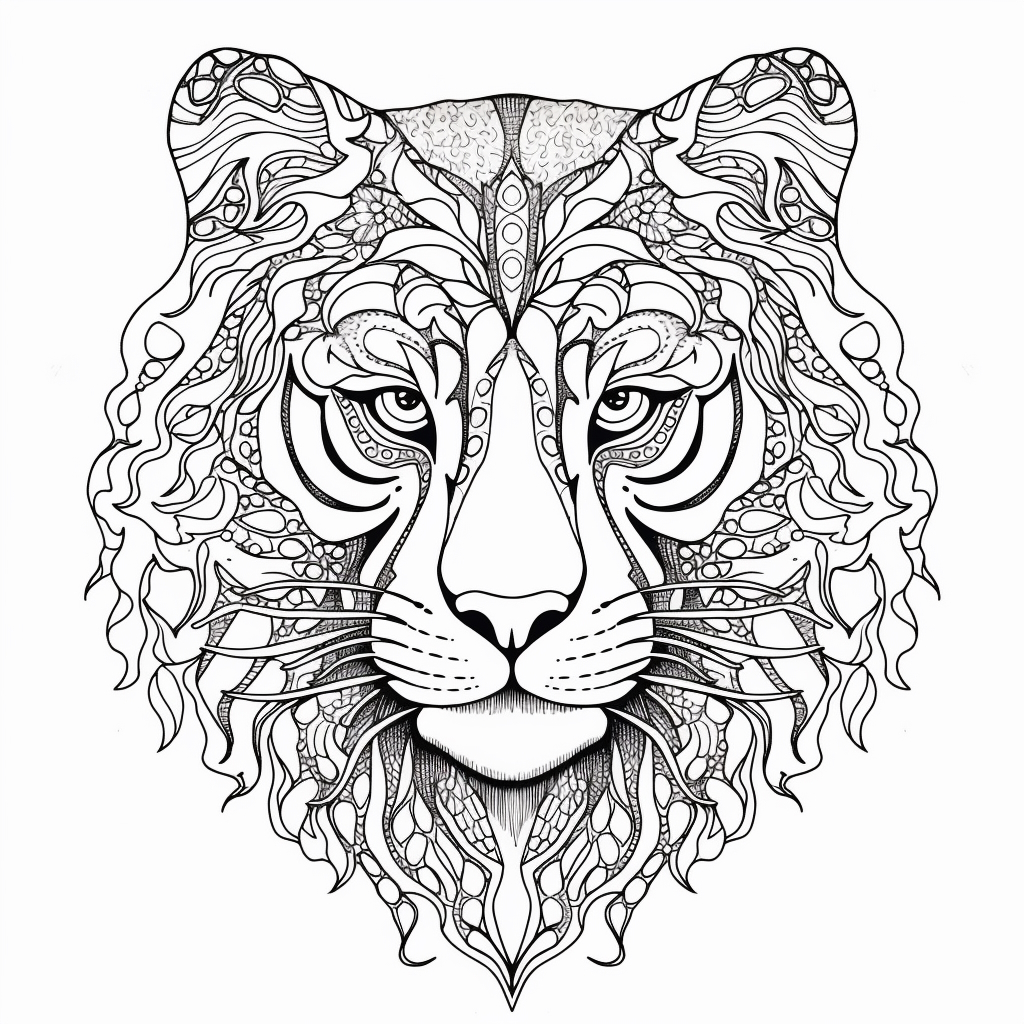 Dibujo 02 de tigre para imprimir y colorear