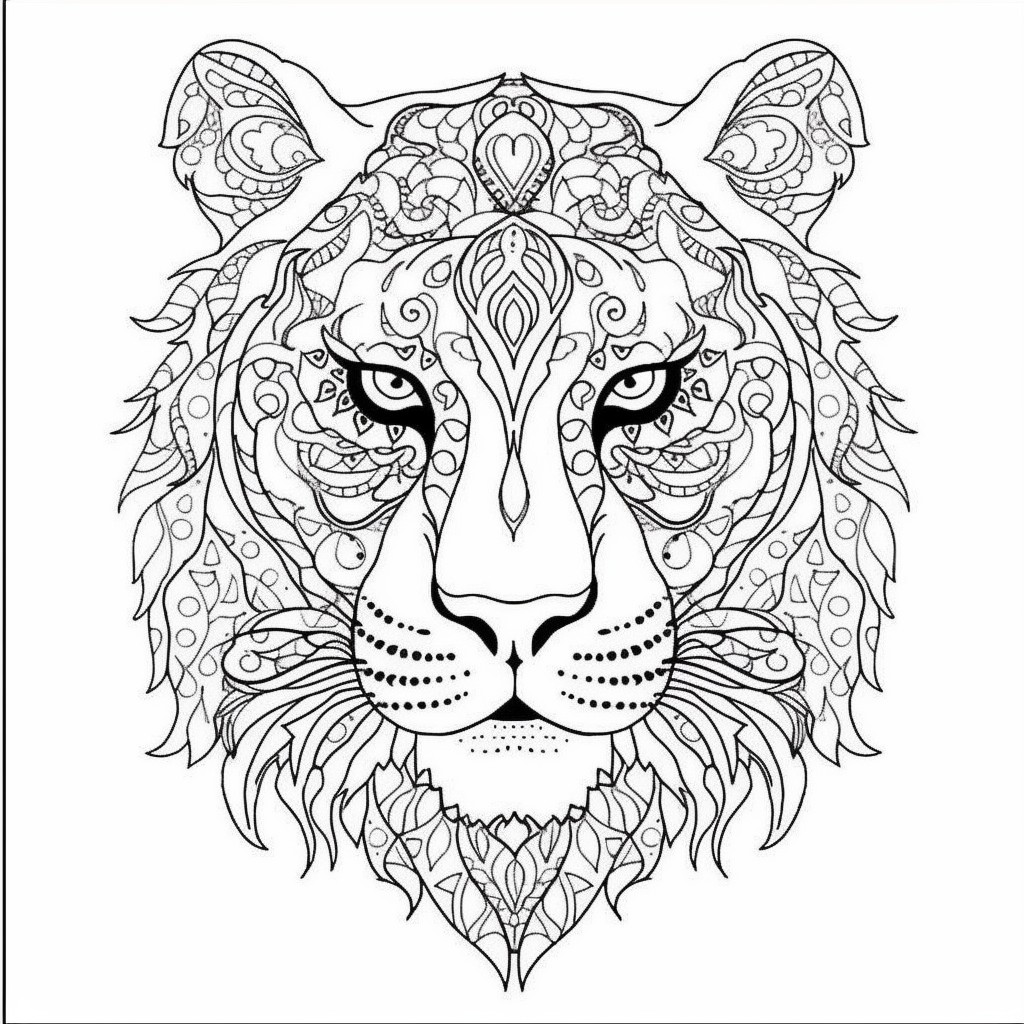 Dibujo 04 de tigre para imprimir y colorear