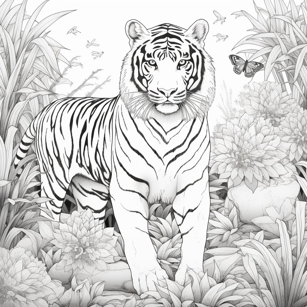 Coloriage 05 de tigre à imprimer et colorier