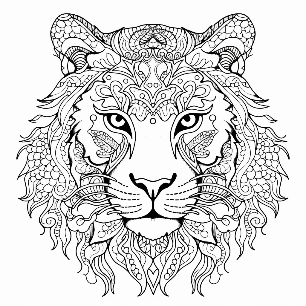 Dibujo 09 de tigre para imprimir y colorear