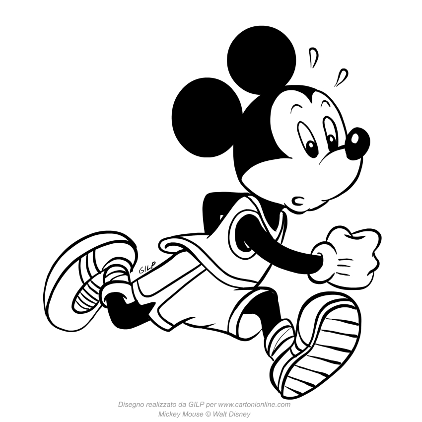 Runner Mickey Mouse tegneserie som skal skrives ut og fargelegge