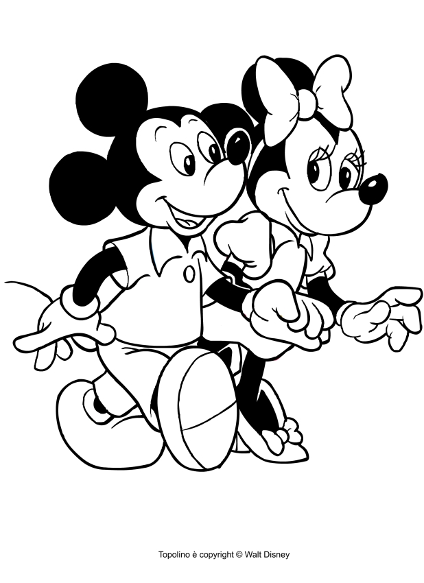 Mickey and Minnie coloring page to print and color
