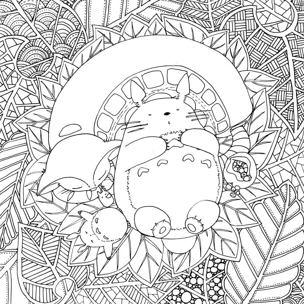 Totoro 46 van My Neighbor Totoro om af te drukken en te kleuren
