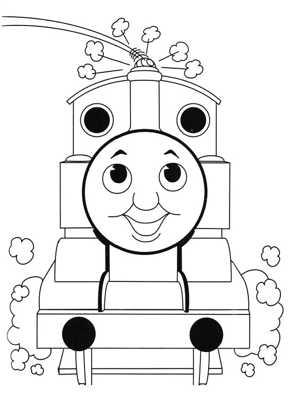 Dibujo del tren Thomas que sopla vapor para imprimir y colorear