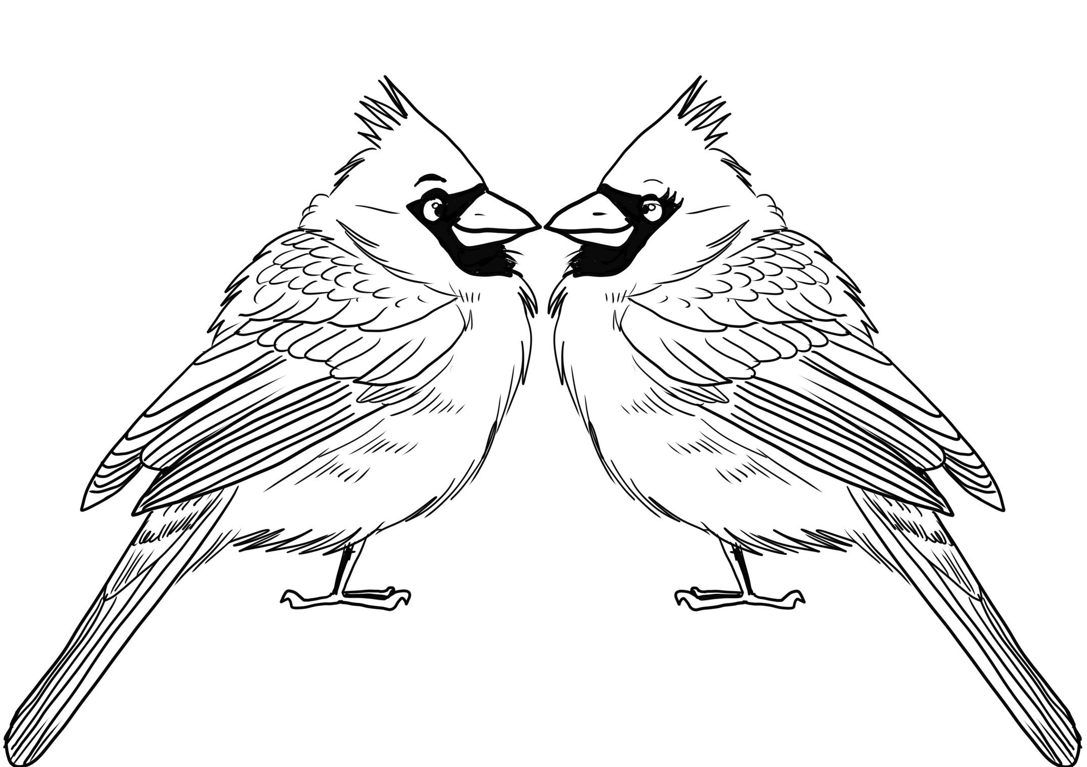 Dibujo para colorear de pareja de aves del paraíso enamorado