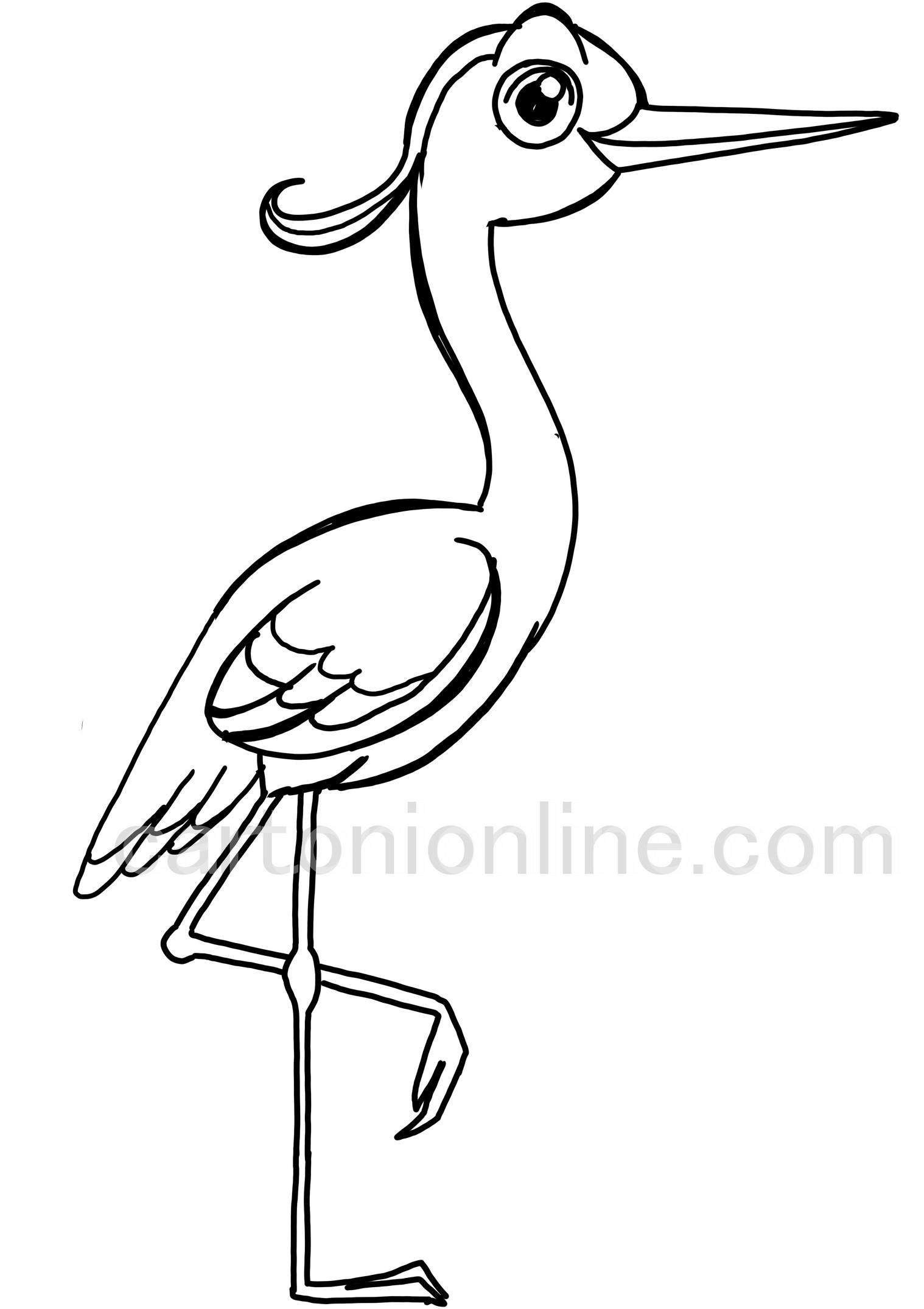 heron cartoon coloring page