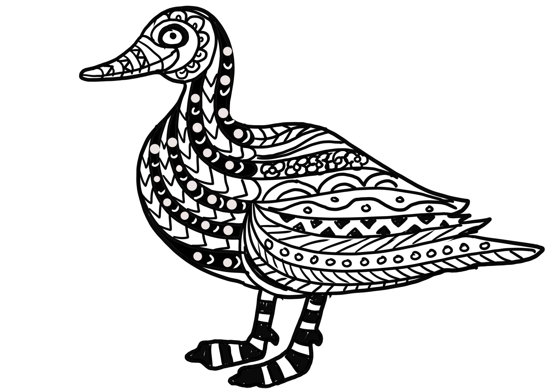 Duck mandala coloring page to print and coloring