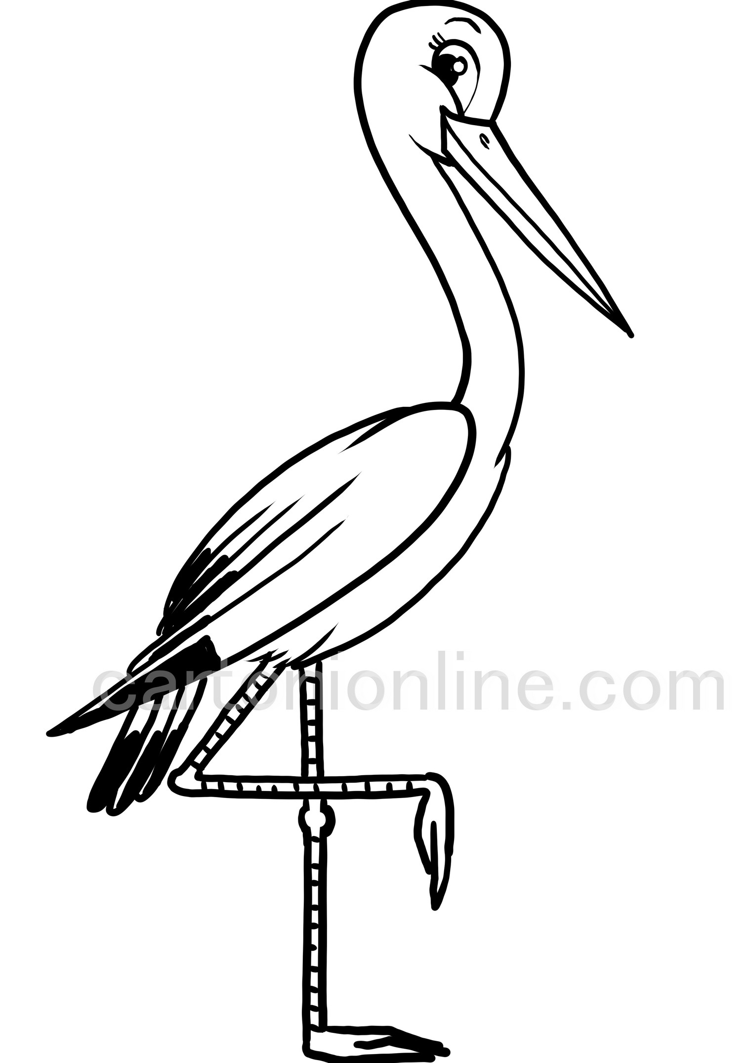 Cartoon style stork coloring page