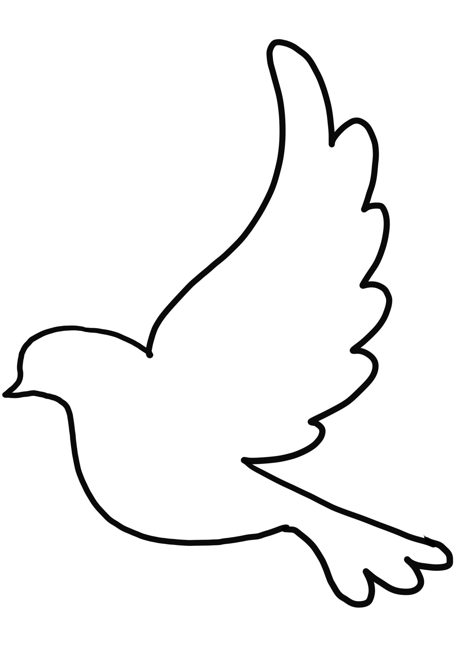 Página para colorear de silueta de paloma
