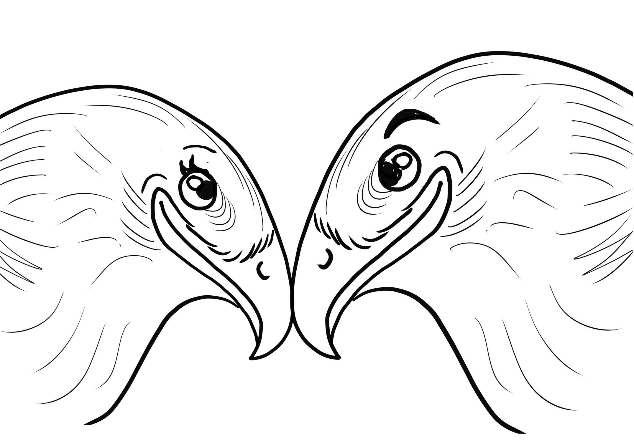 Dibujo para colorear de pareja de halcones enamorados