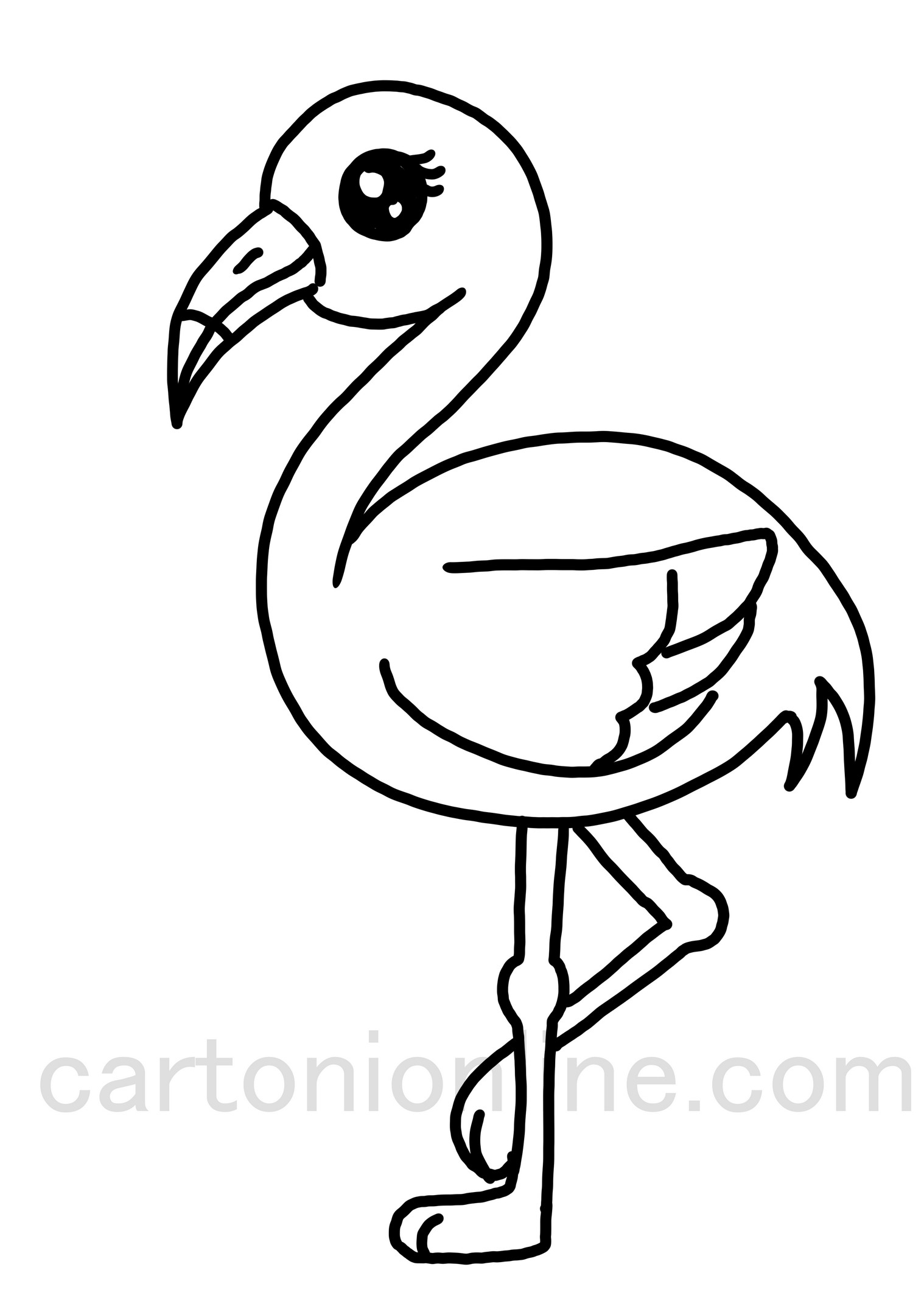 Kawaii Flamingo Coloring Page For Kids