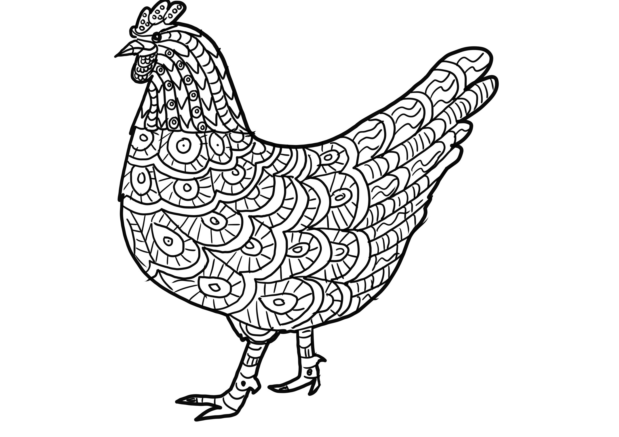 Dibujo de gallina realista para colorear
