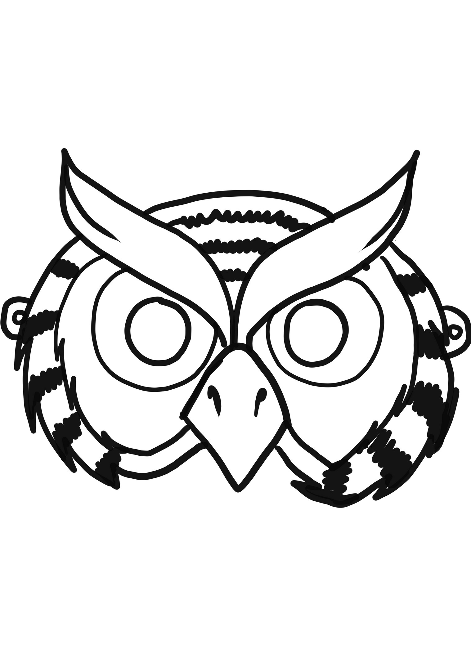 Owl Mask coloring page to cut out