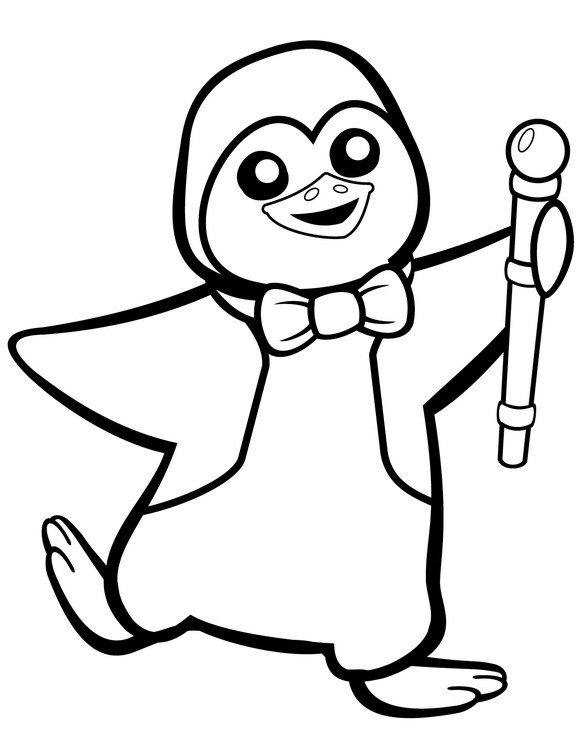 Penguin clipart coloring page