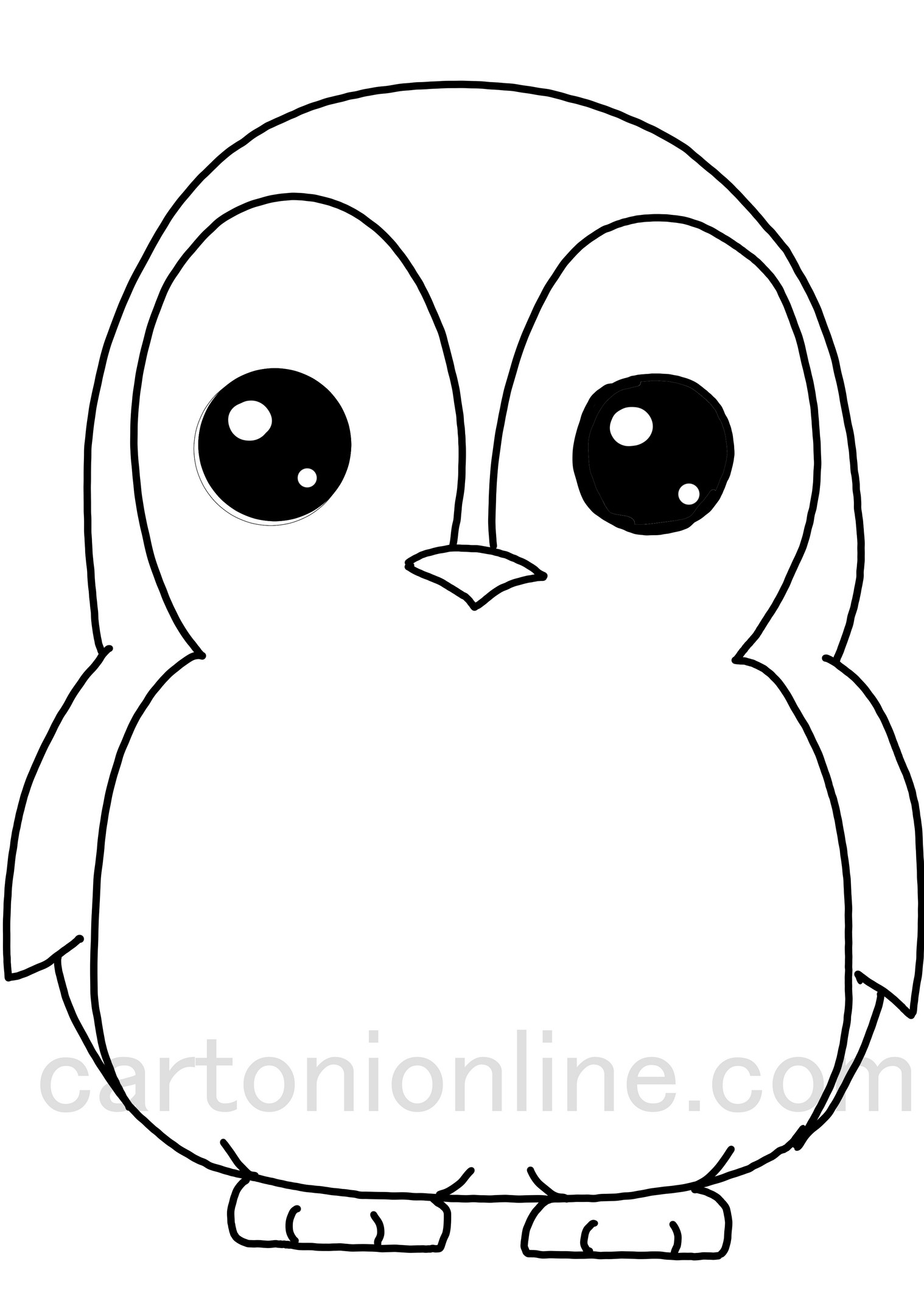 Kawaii penguin coloring page for kids
