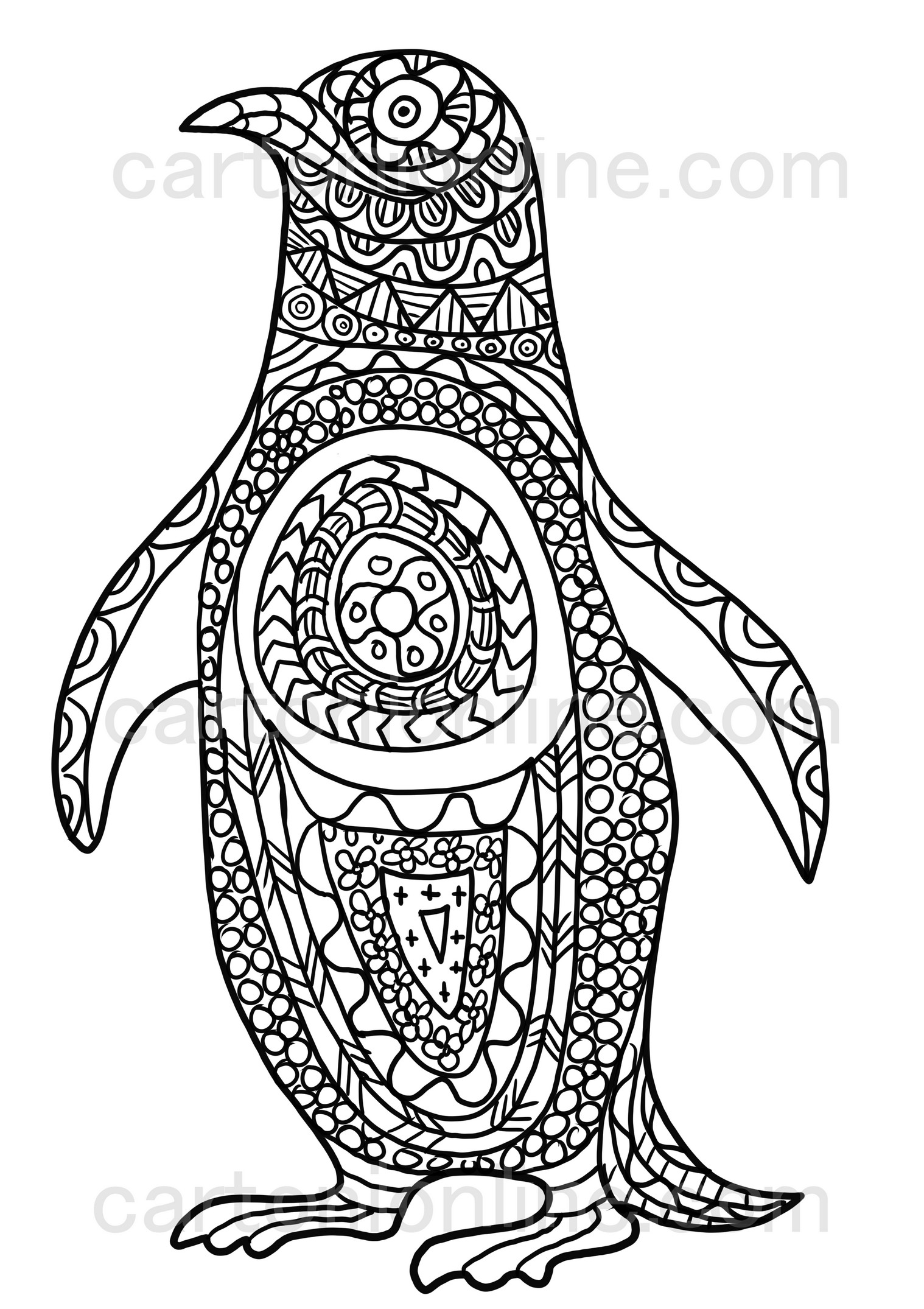 Disegno da colorare di pinguino mandala