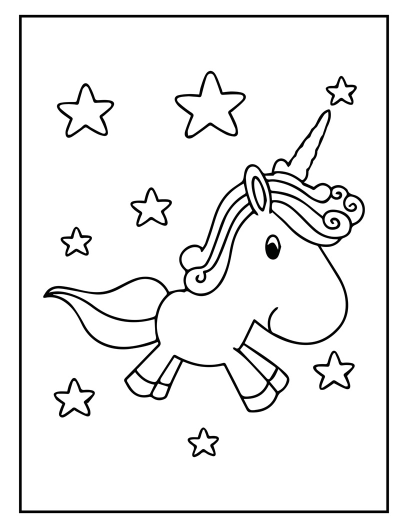 Disegno da colorare di unicorno per bambini