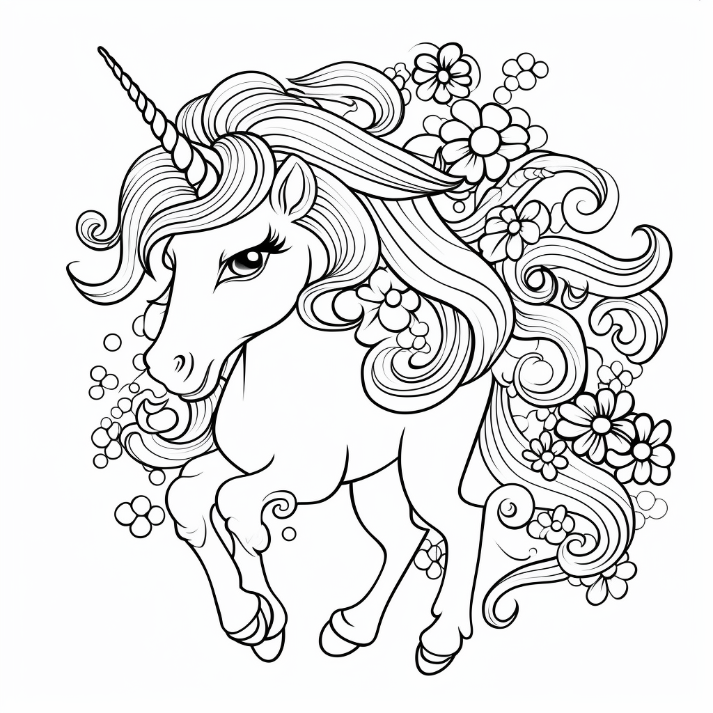 Dibujo 04 de unicornio para imprimir y colorear