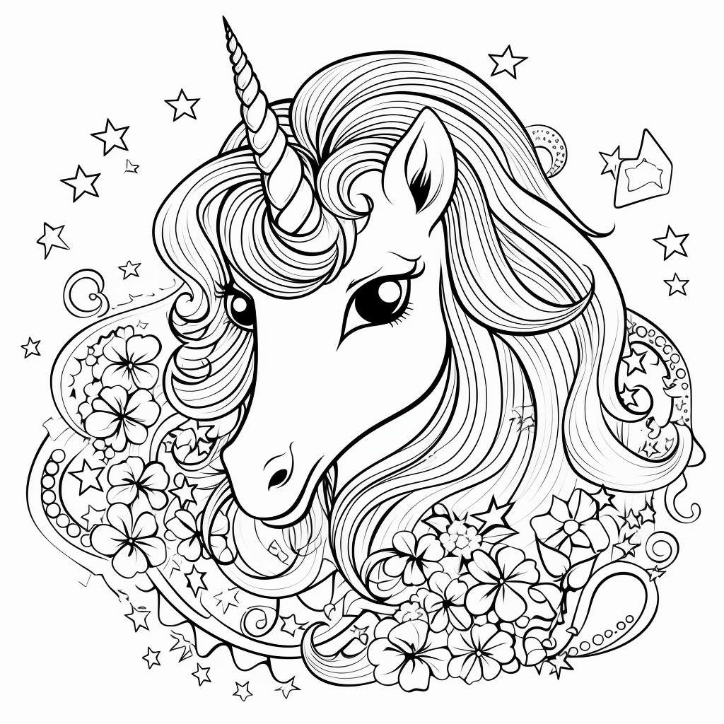 Dibujo 05 de unicornio para imprimir y colorear