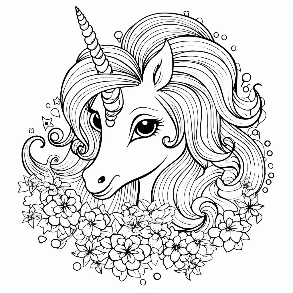 Disegno 06 di unicorno da stampare e colorare