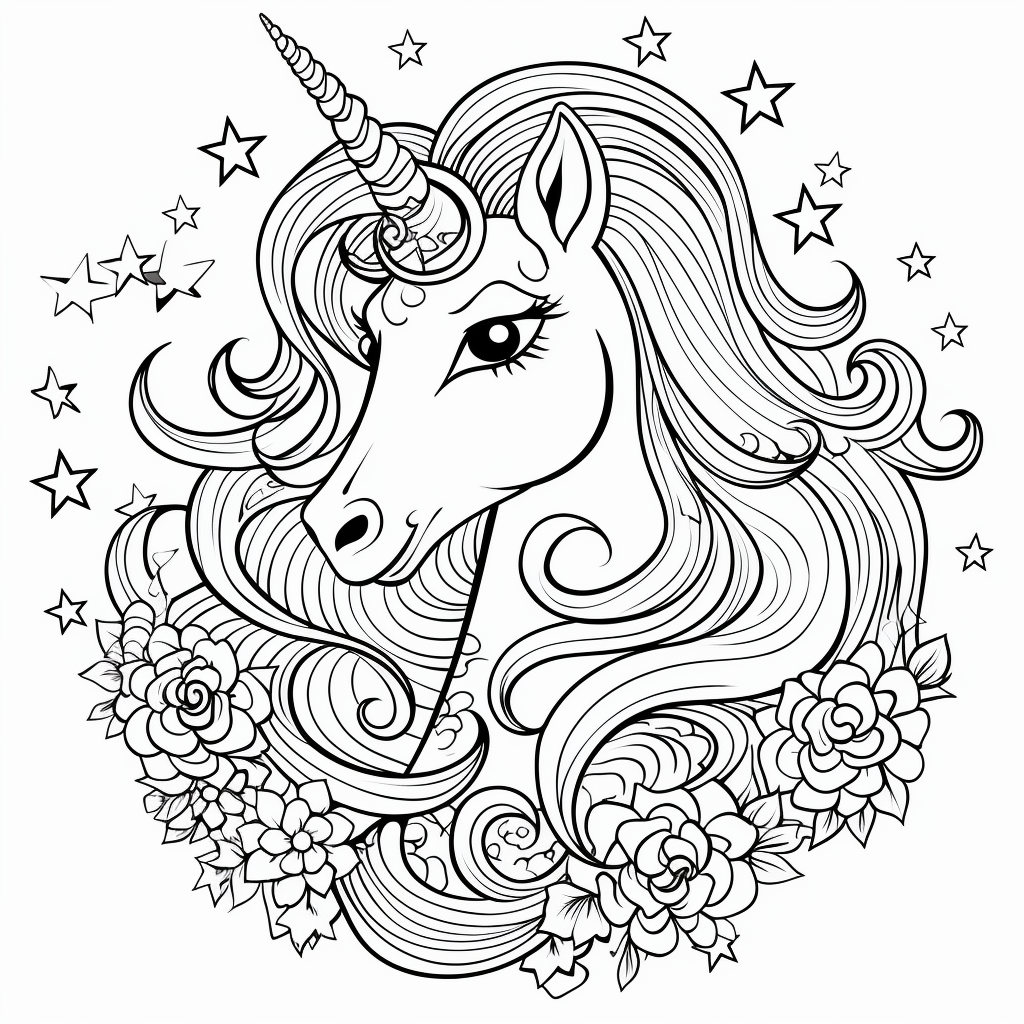 Dibujo 07 de unicornio para imprimir y colorear