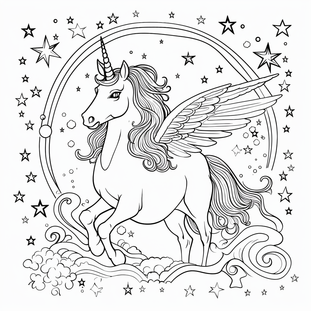 Dibujo 19 de unicornio para imprimir y colorear