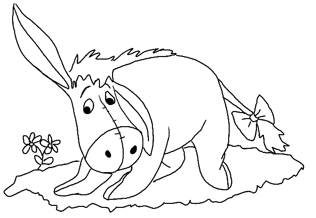 Coloring page of Eeyore Winnie the Pooh's friend donkey