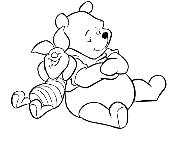 Página para colorir de Piglet Piglet dormindo com Winnie the Pooh