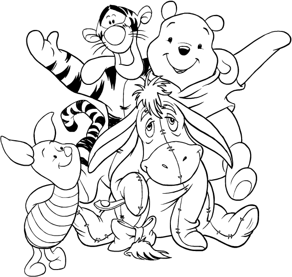 Disegno di Winnie the Pooh e i suoi amici da stampare e colorare