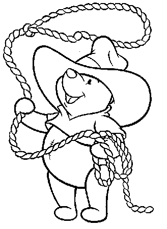 Página para colorir de Winnie the Pooh cow-boy