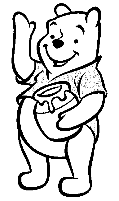 Coloring page of Winnie the Pooh with the jar of honey