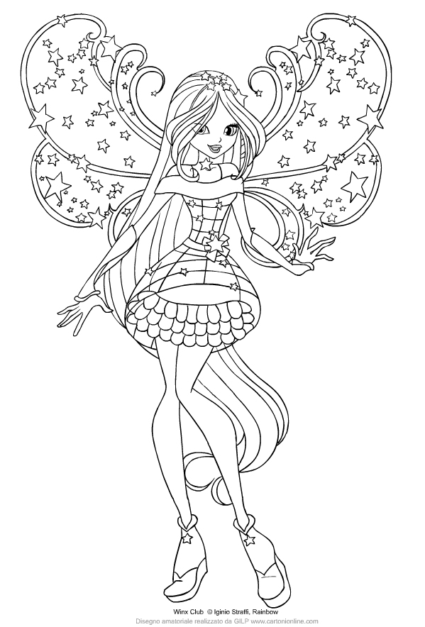 Desenho de Flora de Les Winx Club para imprimir e colorir