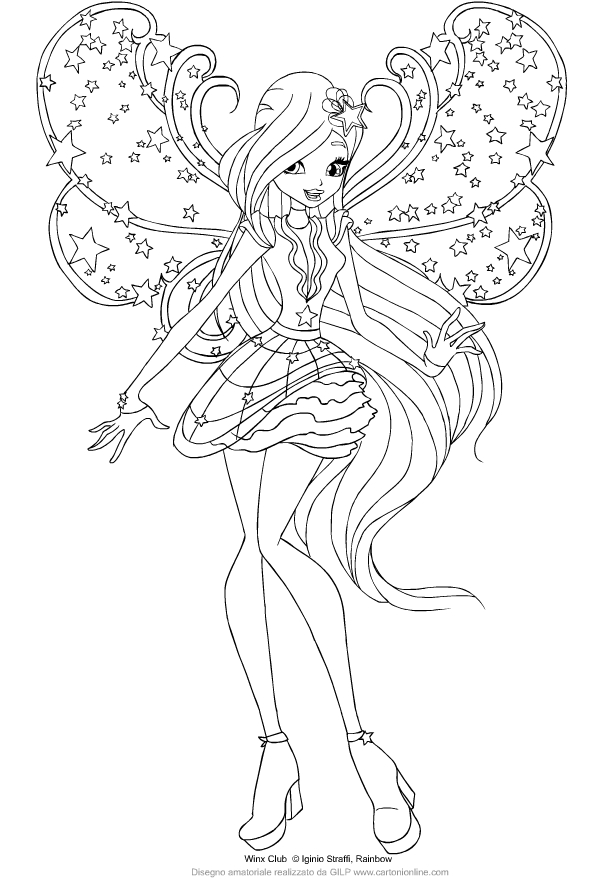 Coloriage de Stella de les Winx Club Cosmix  imprimer et colorier