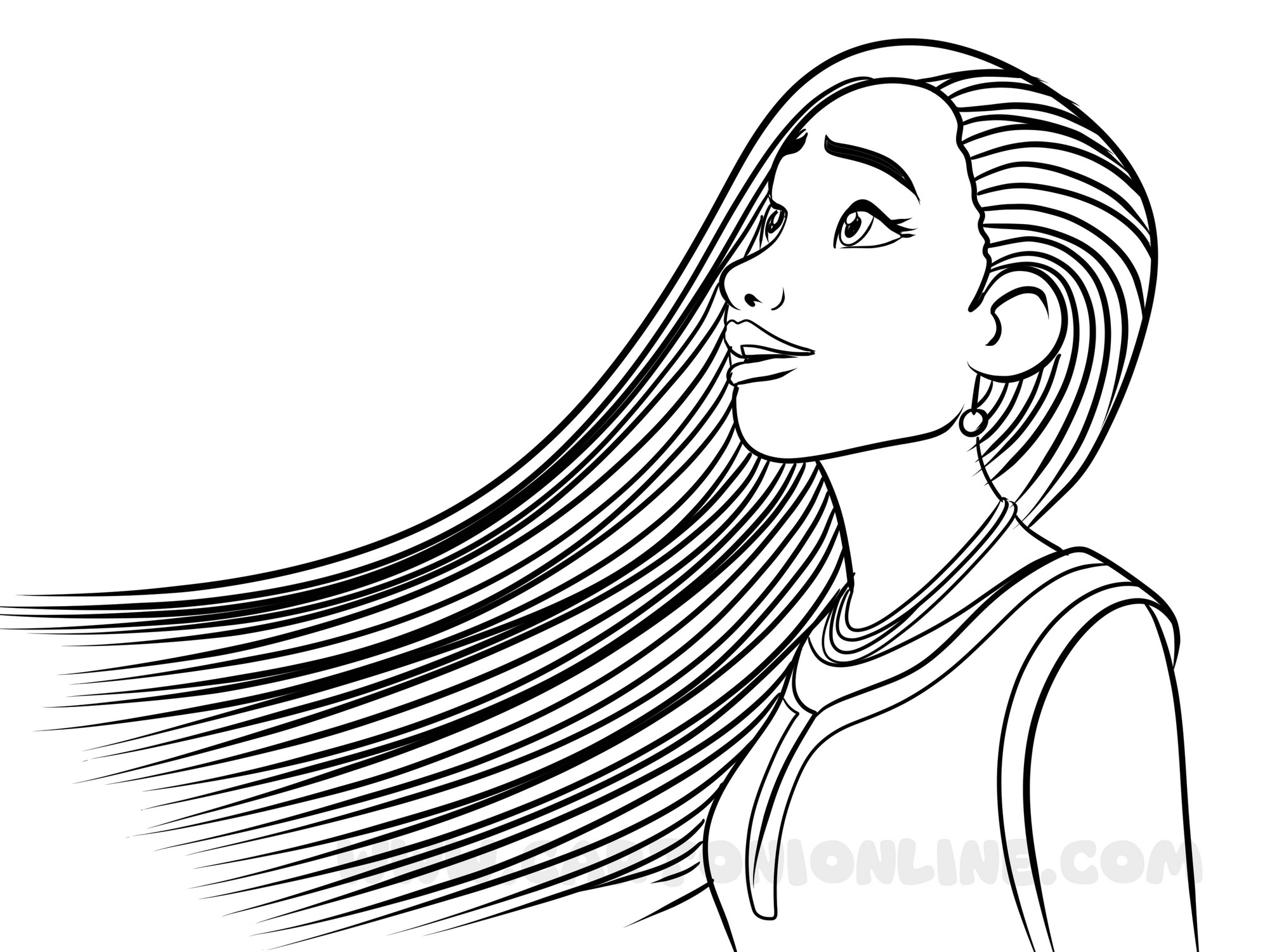 Asha 02 from Wish (Disney) coloring page to print and coloring