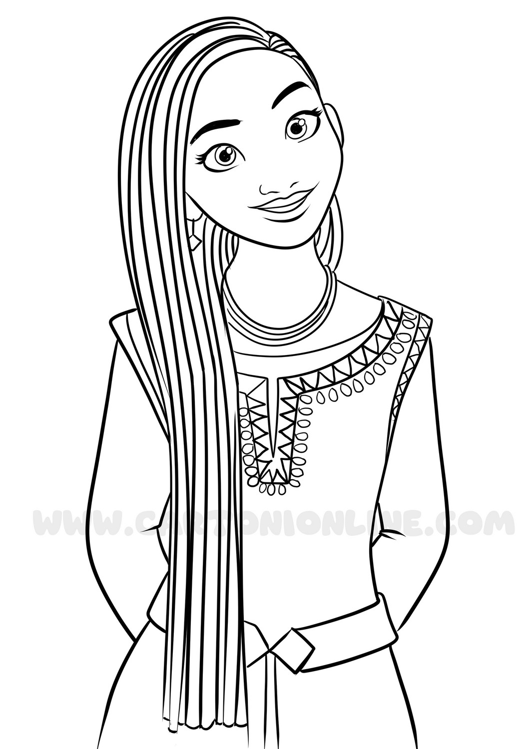 Asha 03 from Wish (Disney) drawing to print and color