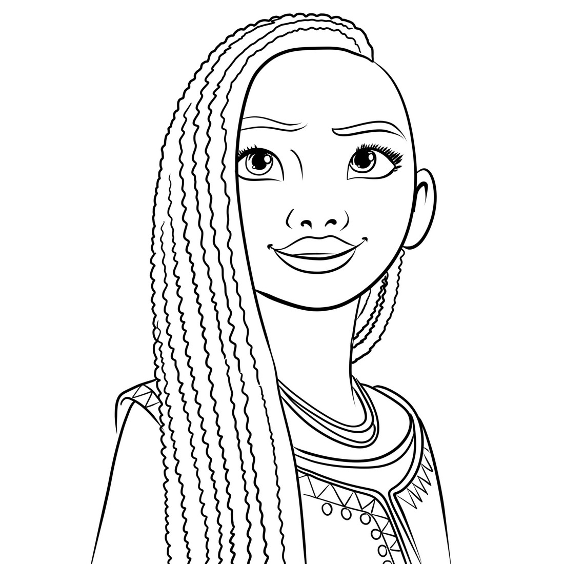 Asha from Wish (Walt Disney Pictures) coloring page to print and color