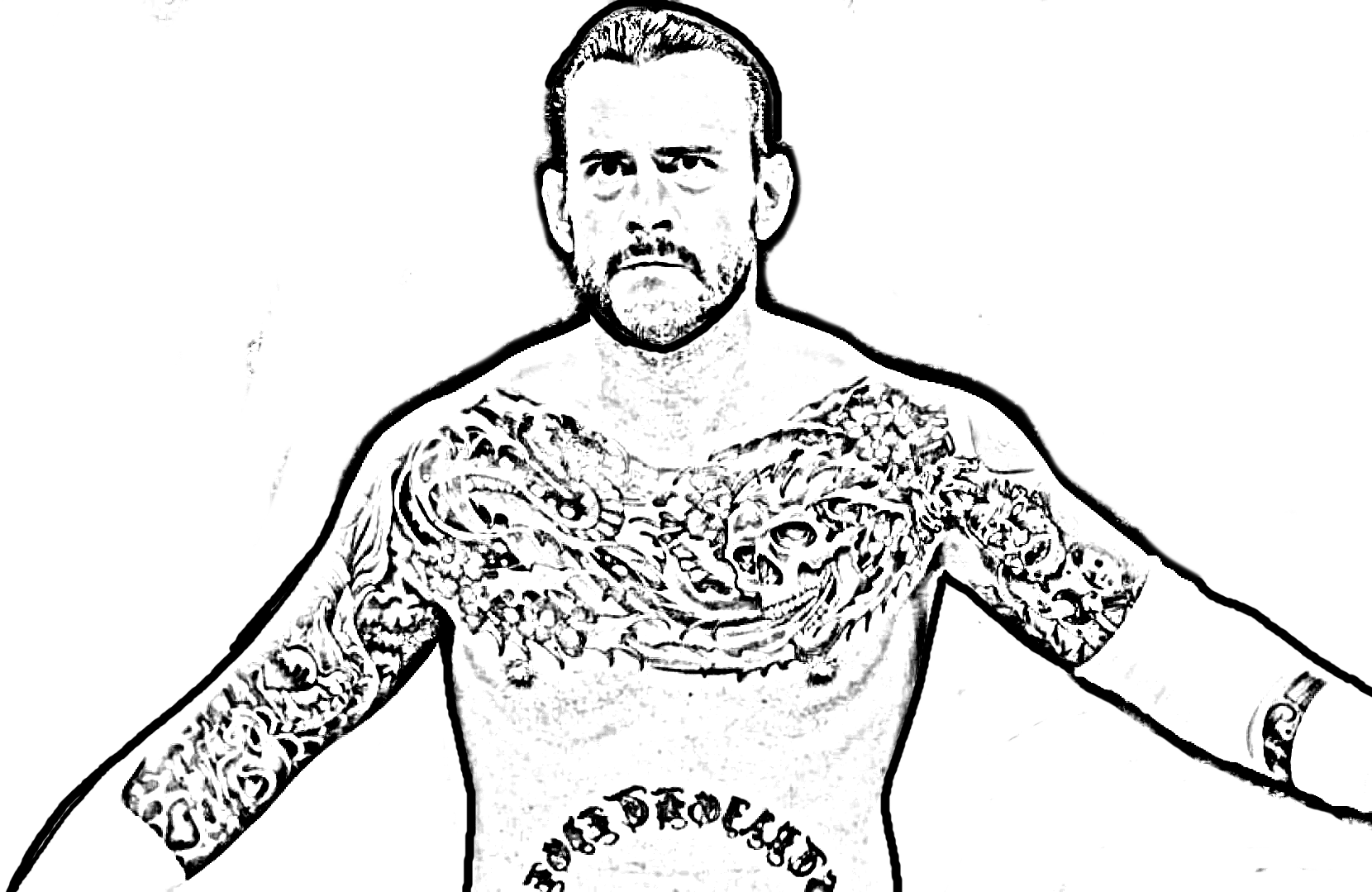 Dibujo de CM Punk de WWE (World Wrestling Entertainment) para imprimir y colorear