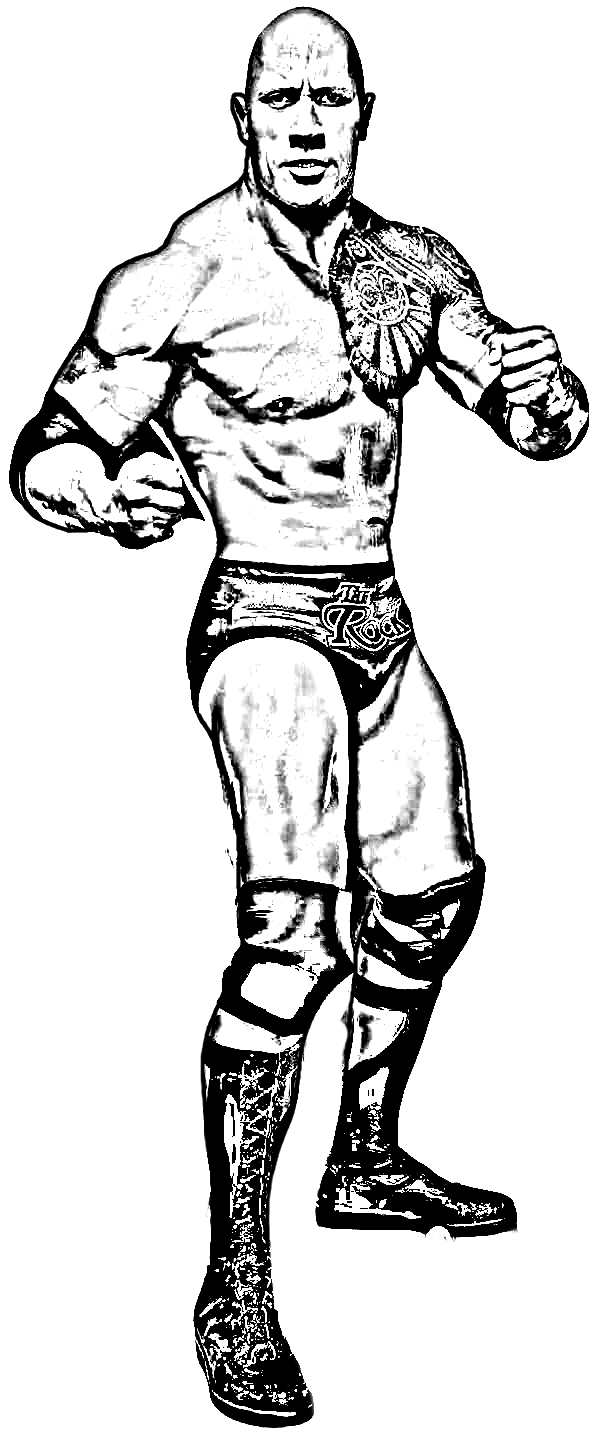 Disegno di Dwayne Johnson The Rock di WWE (World Wrestling Entertainment) da stampare e colorare