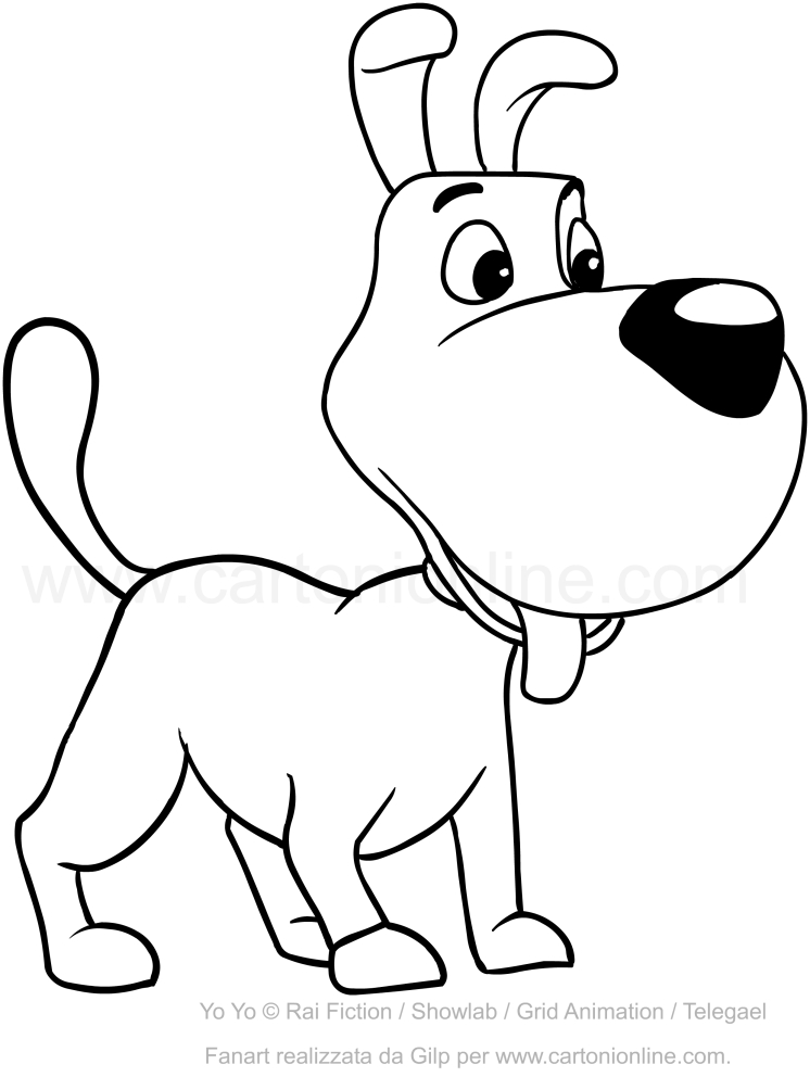 Yo and Yo Ragoo dog drawing to print and color