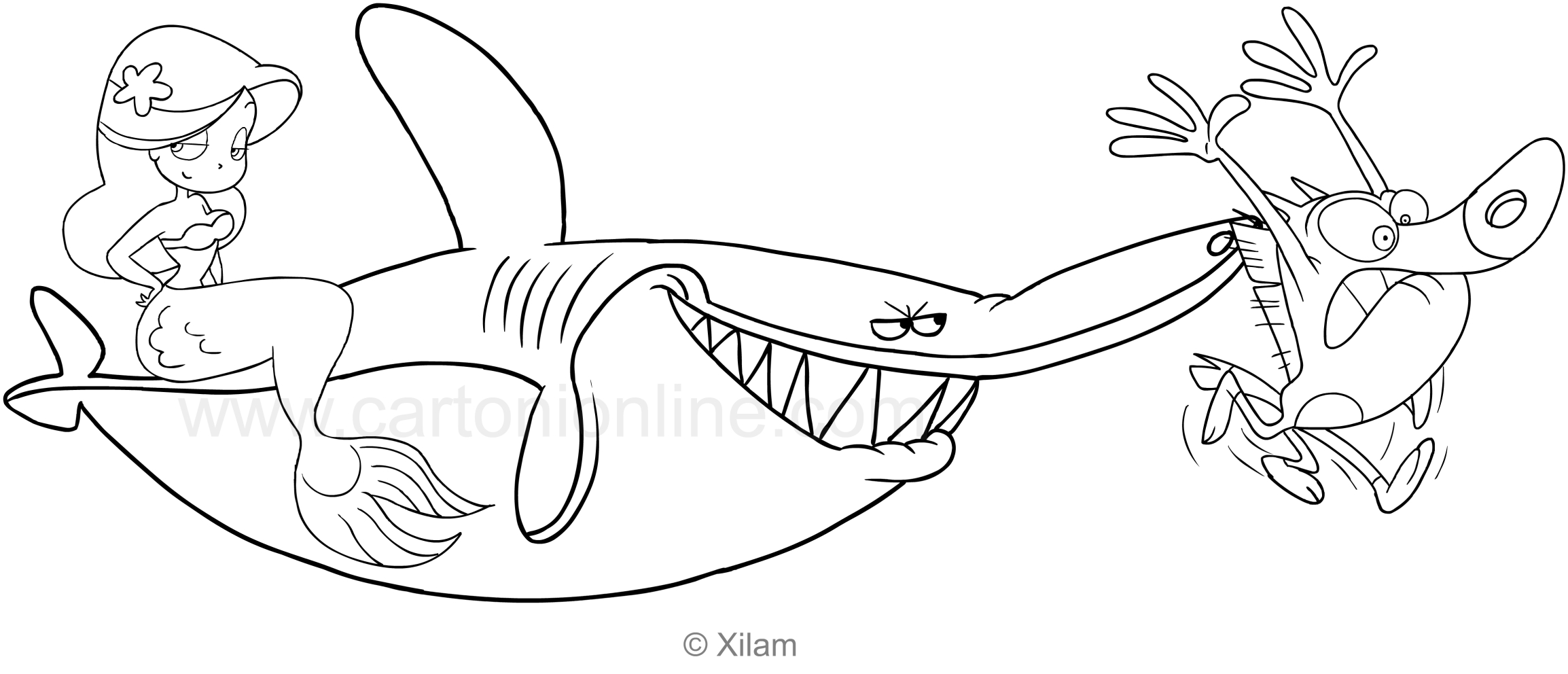 Coloriage de Zig, Sharko et Marina à imprimer et colorier