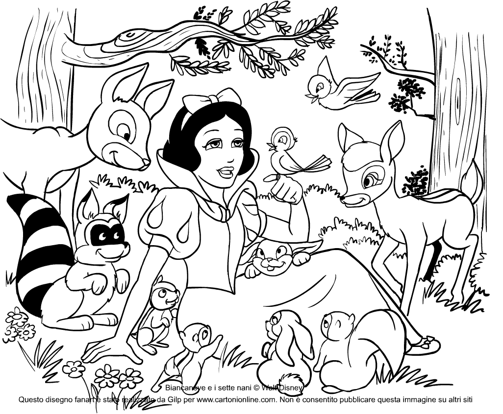 白雪姫と森の動物のぬいアニリ絵を描く