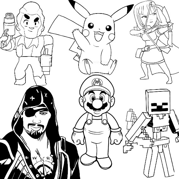 Coloring pages about video game characters